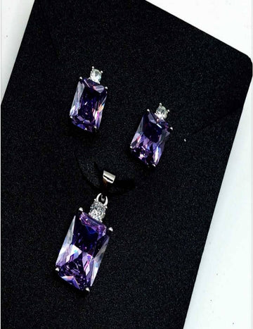 Love For Purple S925 Silver Pendant Set