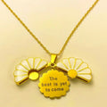 Custom engraved daisy flower locket pendant in 18K gold plated stainless steel waterproof and hypoallergenic premium gift for teens and couples in USA Canada