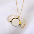 Custom engraved daisy flower locket pendant in 18K gold plated stainless steel waterproof and hypoallergenic premium gift for teens and couples in USA Canada