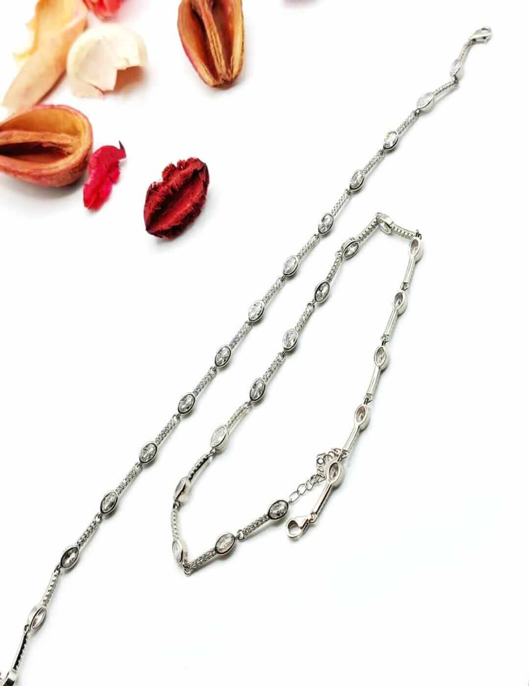 Oval Stone Grand S925 Silver Anklet - Payal - Leg Chain