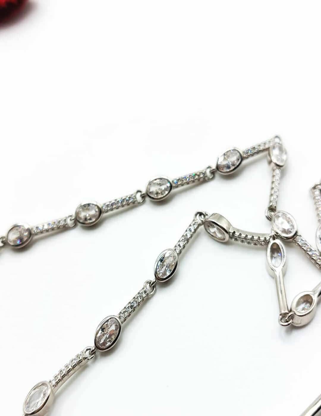 Oval Stone Grand S925 Silver Anklet - Payal - Leg Chain