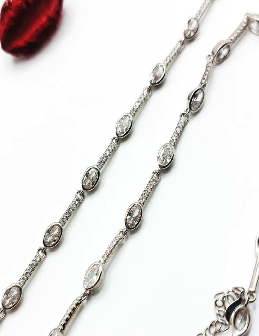 Oval Stone Grand S925 Silver Anklet - Payal - Leg Chain