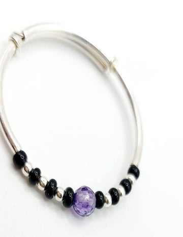 Purple Bead Kada - Anklet S925 Silver