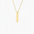 Custom engraved vertical 3D bar necklace in 18K gold plated stainless steel waterproof and hypoallergenic premium personalized gift for teens and couples in USA Canada