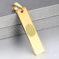 Custom fingerprint engraved vertical bar pendant in 18K gold plated stainless steel waterproof and hypoallergenic premium memorial gift for parents and couples in USA Canada
