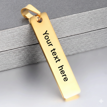 Custom fingerprint engraved vertical bar pendant in 18K gold plated stainless steel waterproof and hypoallergenic premium memorial gift for parents and couples in USA Canada