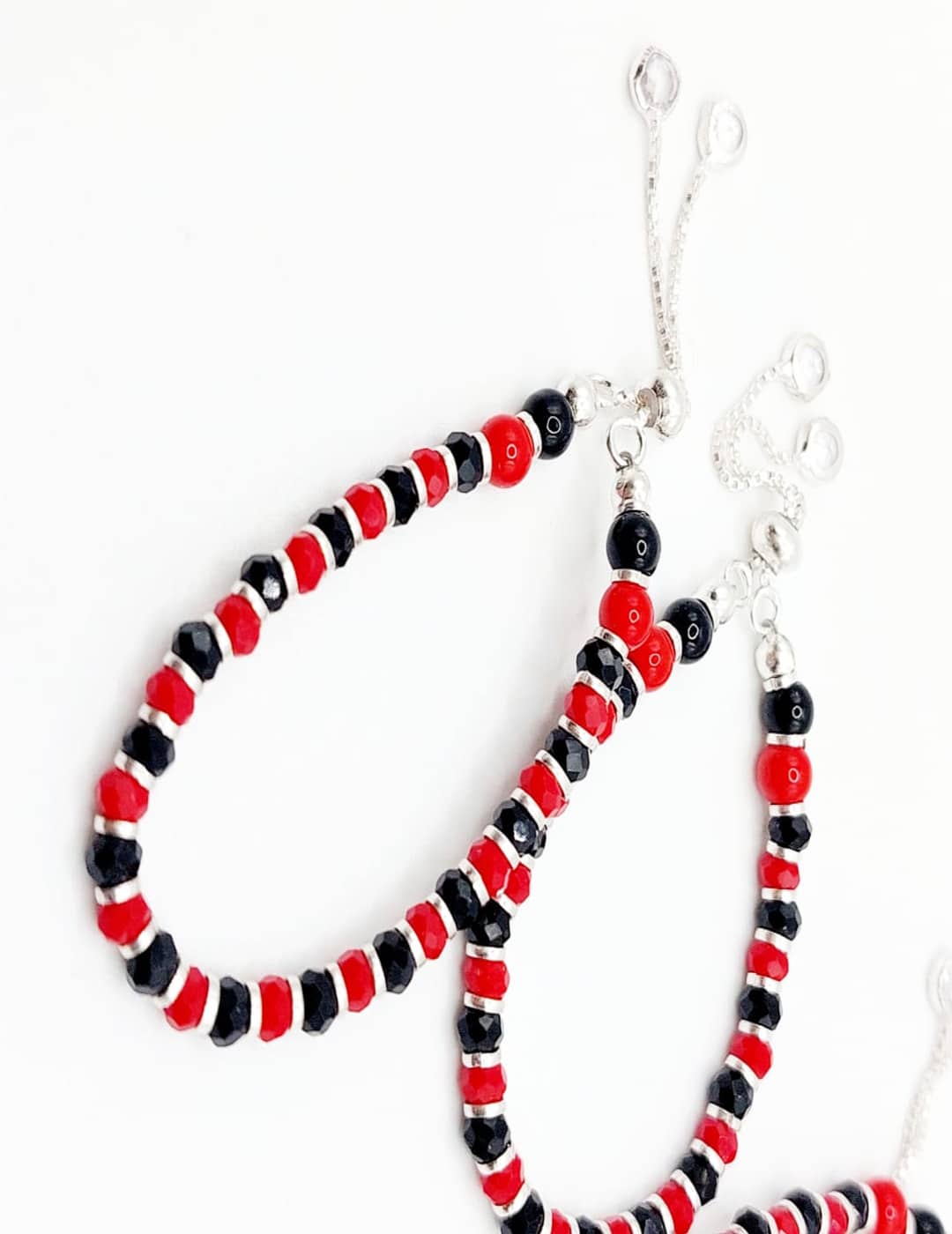 Red And Black Bead Bracelet - Anklet 1 Peice S925 Silver