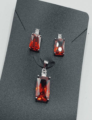 Red Like Wine S925 Silver Pendant Set