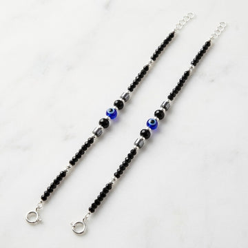 Baby Nazariya Silver Black Bead - Pair-1135-0-0