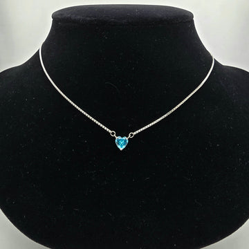 925 silver blue heart pendant necklace real silver dainty jewelry for newly wed and working women