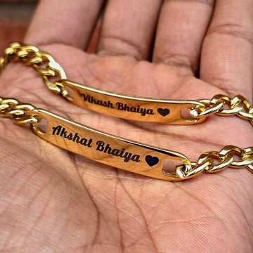 Adults Name Bracelet for Brother – Custom Rakhi Gift Gold Stainless Steel
