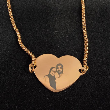 Personalized Photo Heart Bracelet - 18K Rose Gold Plated Anti-Tarnish - PJ3