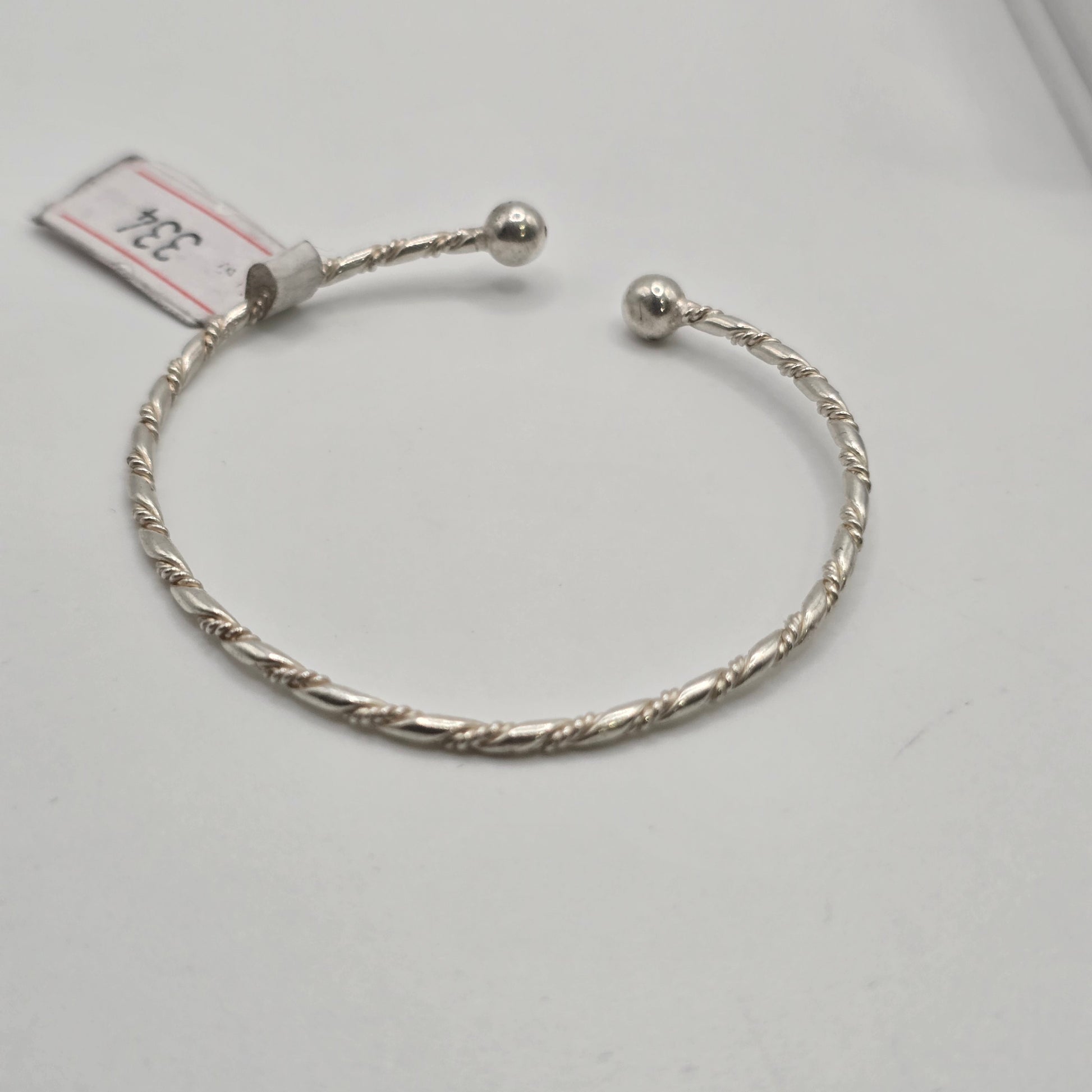 925 Sterling Silver Kids Twisted Bangle - Adjustable Classic Silver Bracelet