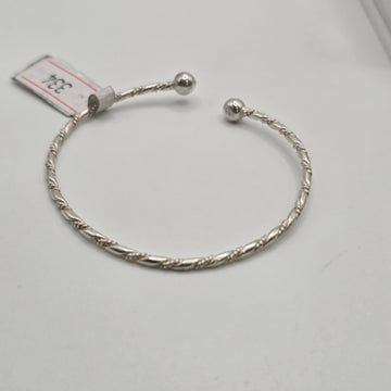925 Sterling Silver Kids Twisted Bangle - Adjustable Classic Silver Bracelet