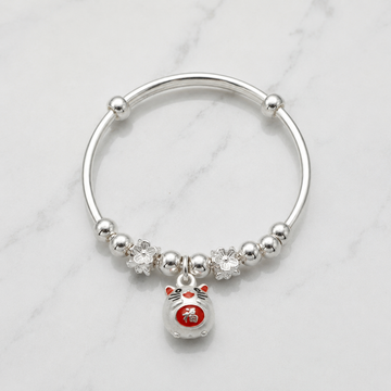 Adjustable Silver Lucky Cat Kids Kada 1 pc-1138-4-9