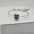 925 Sterling Silver Kids Superhero Mask Bangle - Adjustable Blue Enamel Bracelet