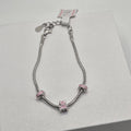 925 Sterling Silver Kids Teddy Bear Bracelet - Pink Enamel Charm Jewelry