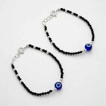 Newborn 925 Silver Evil Eye Baby Bracelet Pair-1003-2-9