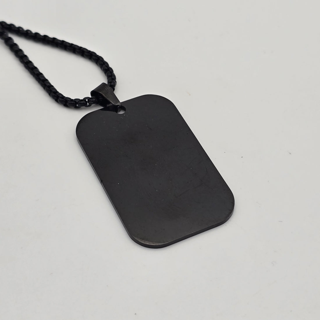Custom fingerprint engraved dog tag necklace in matte black stainless steel waterproof and hypoallergenic premium memorial gift for men and teens in USA Canada