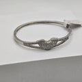 925 Sterling Silver Kids Winged Heart Bangle - Sparkly Children's Bracelet