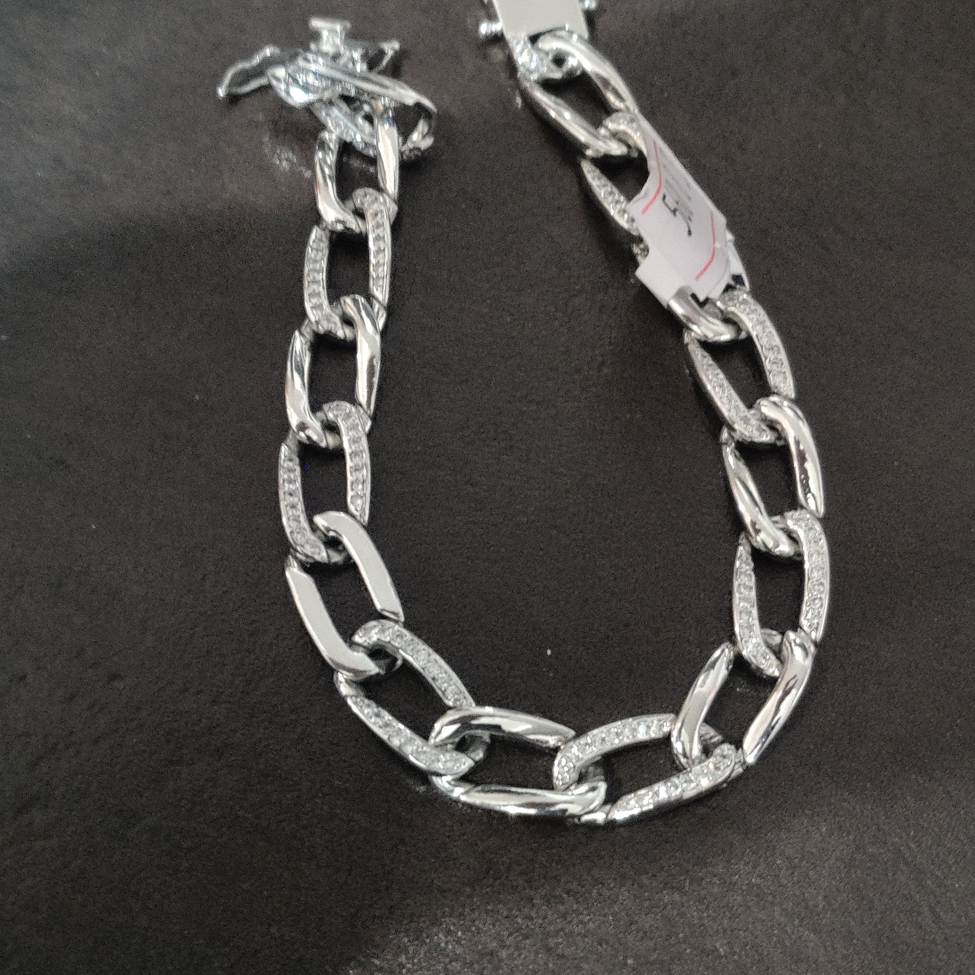 925 Sterling Silver Pavé CZ Link Bracelet – Bold Luxury Statement Jewelry