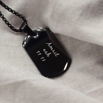 Personalized Fingerprint Dog Tag Necklace - Matte Black Waterproof Premium Gift - PJ16