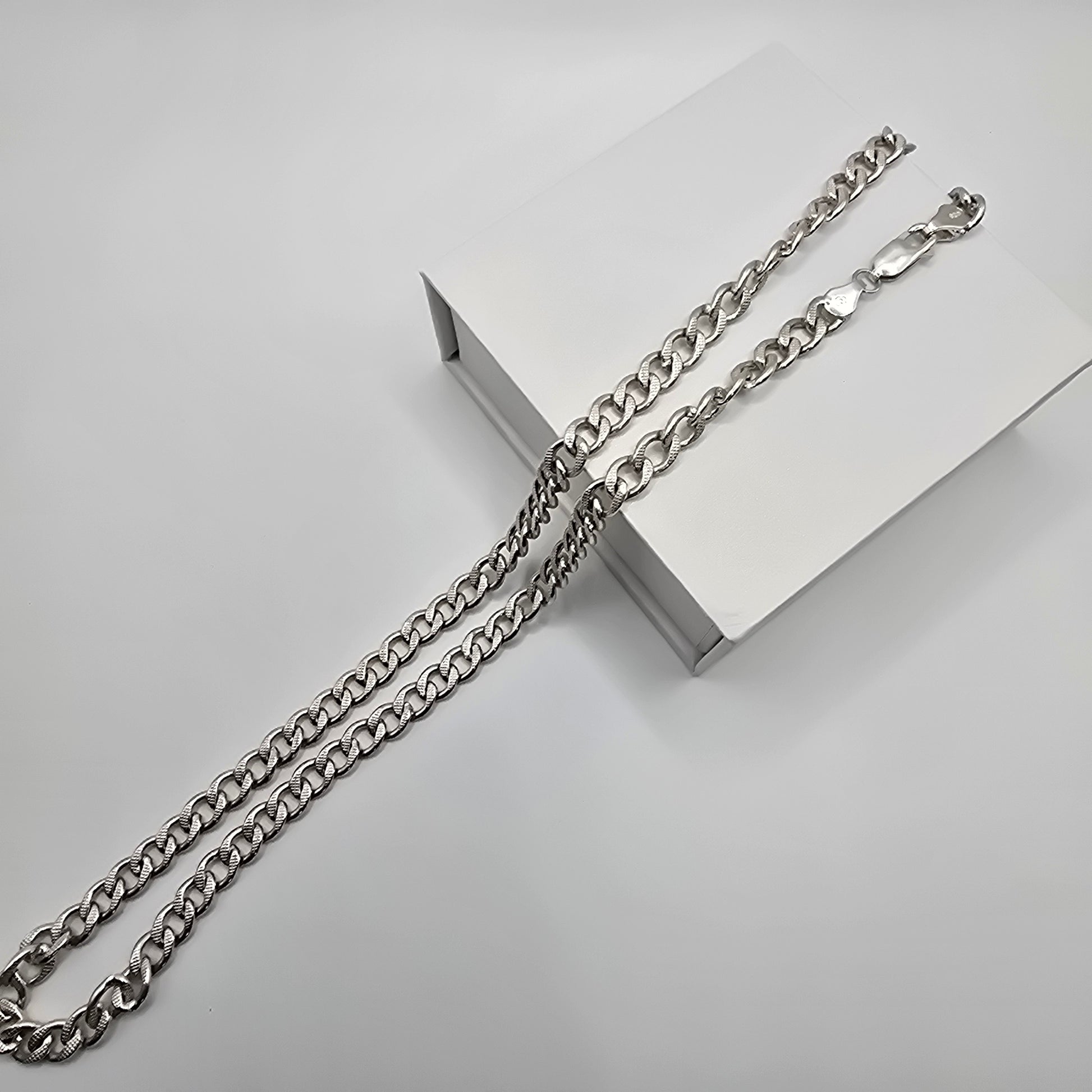 925 Sterling Silver Curb Link Chain Necklace - Solid Silver Men's Jewelry