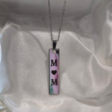 Personalized Fingerprint Vertical Bar Necklace - Waterproof Silver Finish Premium Keepsake - PJ36