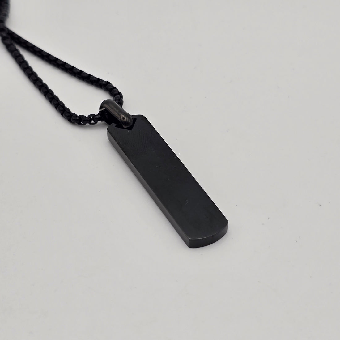 Matte Black Stainless Steel Bar Necklace - Custom Engraved Pendant