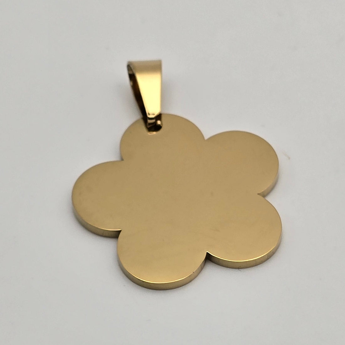 Custom name engraved flower charm pendant in 18K gold plated stainless steel waterproof and hypoallergenic premium gift for teens and girls in USA Canada
