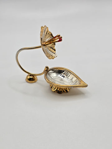 Gold plated flower diya/ harathi 1 pc -66000