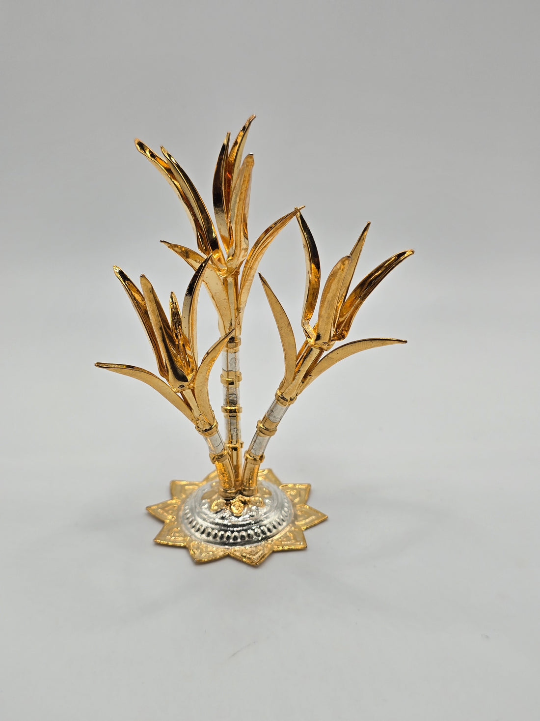 Handcrafted real silver sugarcane tree with premium gold-toned finish for Sankranti Pongal puja and luxury spiritual return gifts
