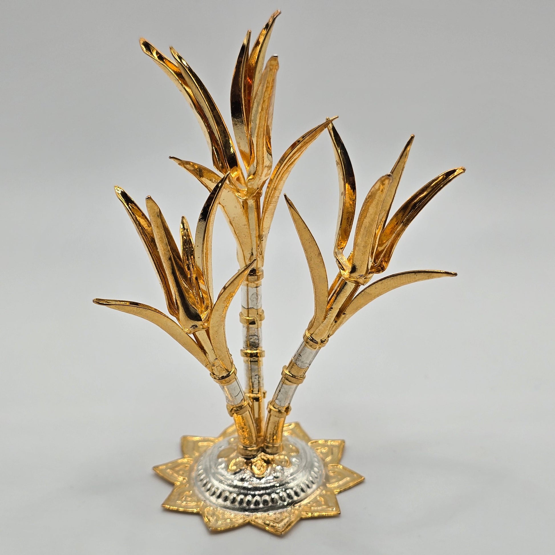 Handcrafted real silver sugarcane tree with premium gold-toned finish for Sankranti Pongal puja and luxury spiritual return gifts