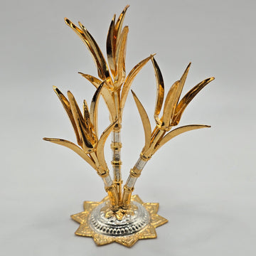 Handcrafted real silver sugarcane tree with premium gold-toned finish for Sankranti Pongal puja and luxury spiritual return gifts