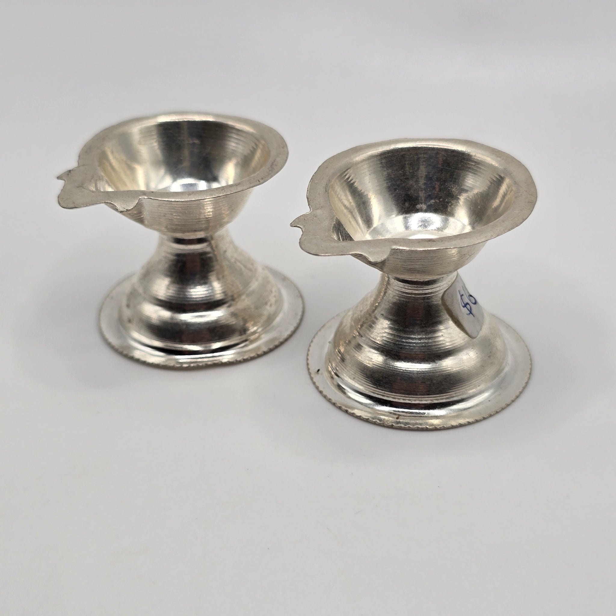 Silver One Nose Lamp pair for Pooja Room | Traditional Spiritual Light -152000