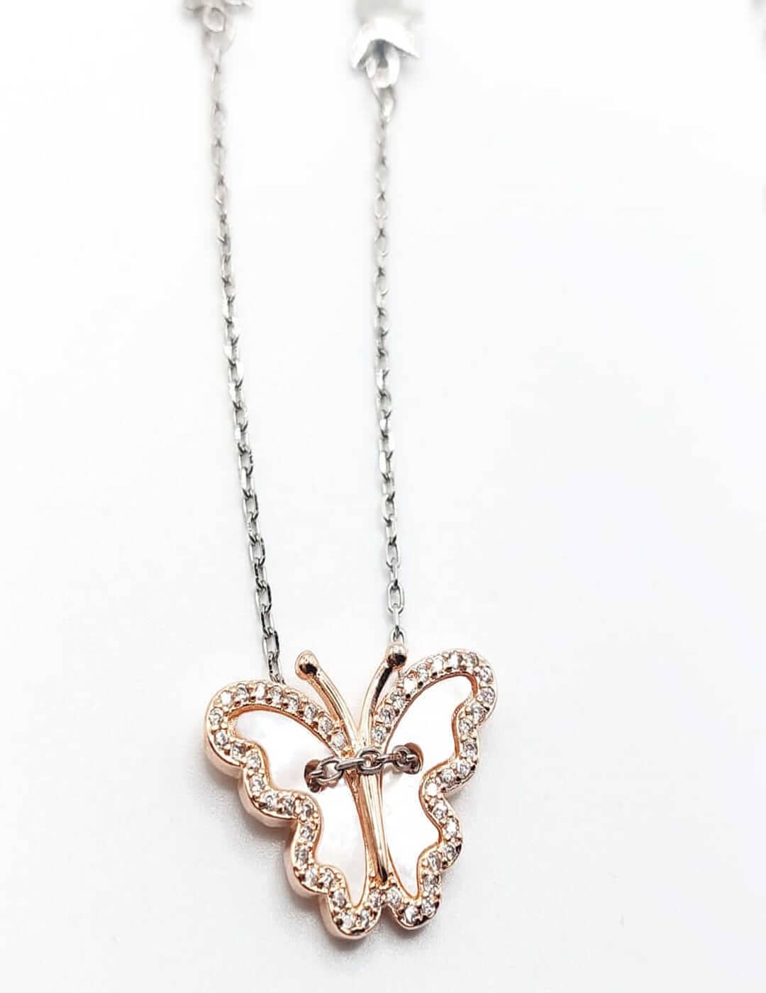 Rose Gold Butterfly On Your Neck Line S925 Silver