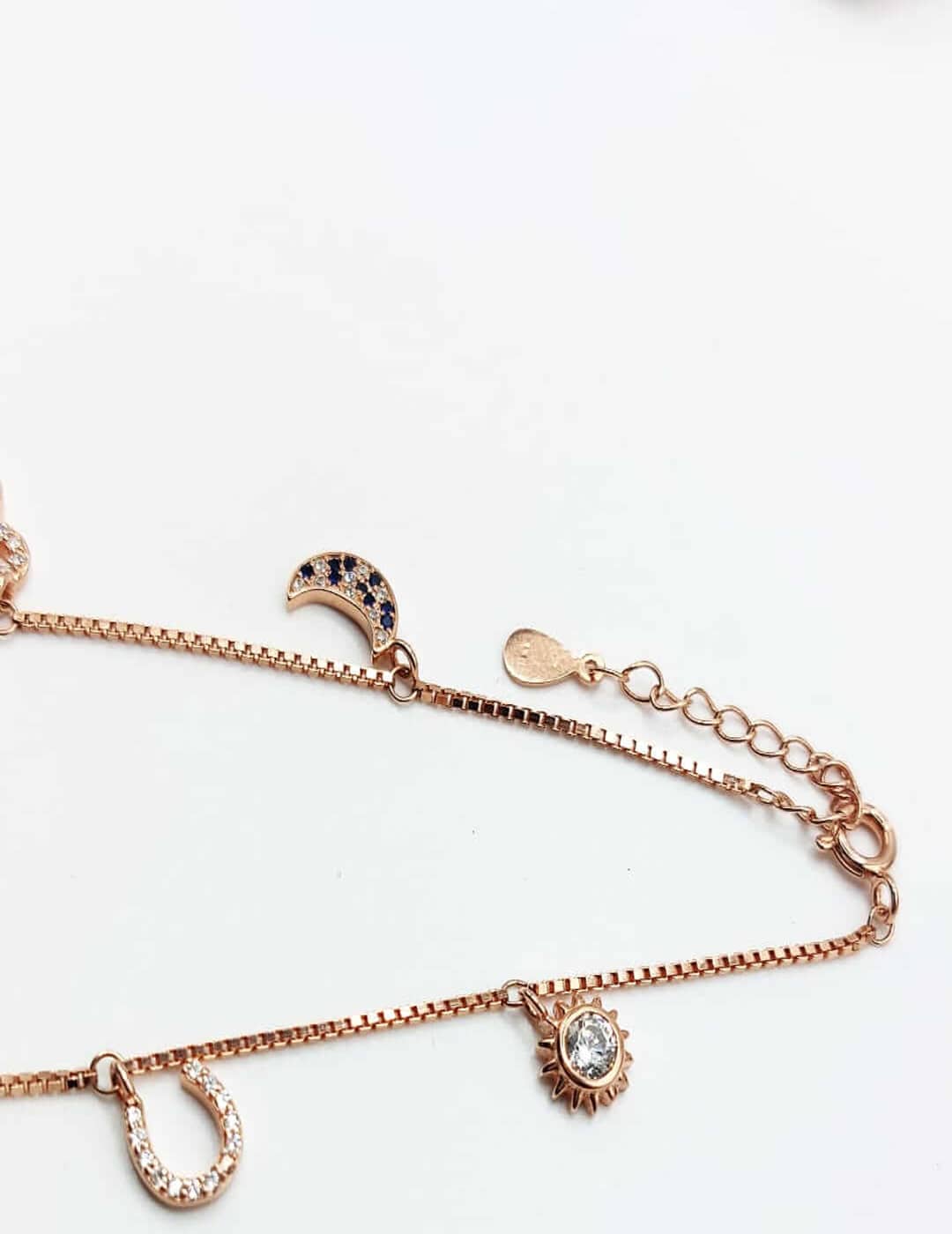 Rose Gold Charm Cuties S925 Silver Anklet - Payal - Leg Chain