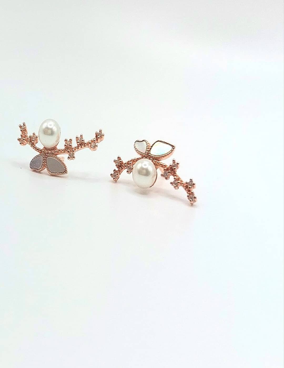 Rose Gold Half Butterfly Half Pearl