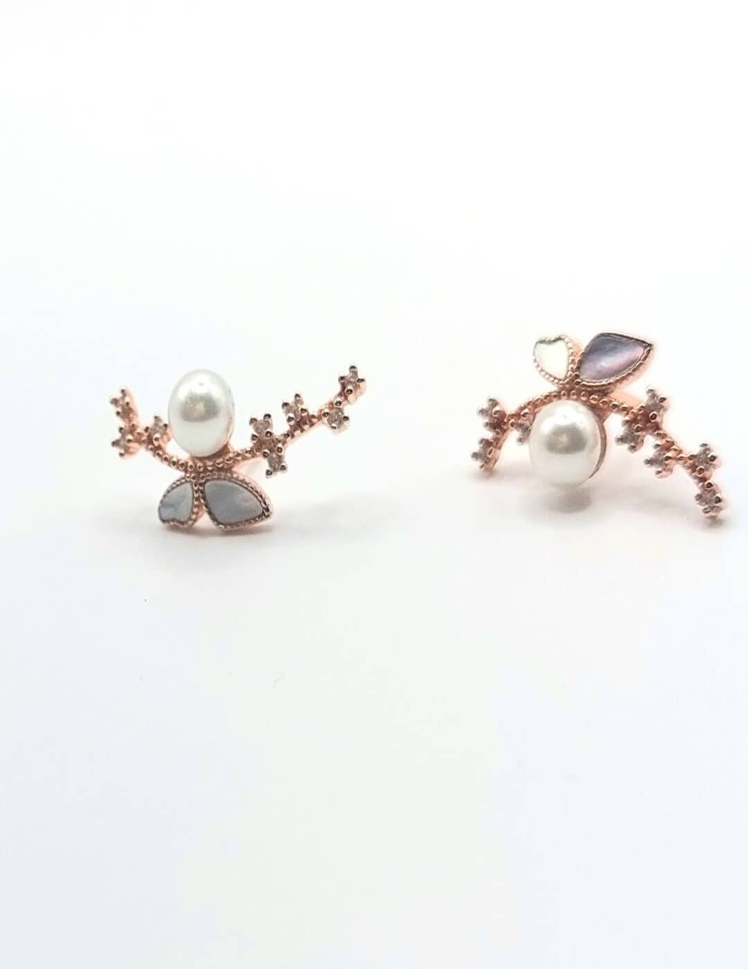 Rose Gold Half Butterfly Half Pearl