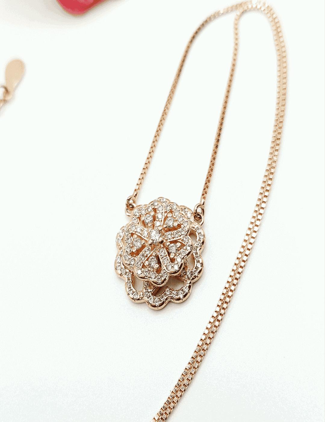 Rose Gold Spinning Pendant S925 Silver Necklace