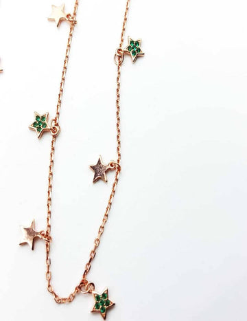 Rose Gold Star Charms S925 Silver Anklet - Payal - Leg Chain