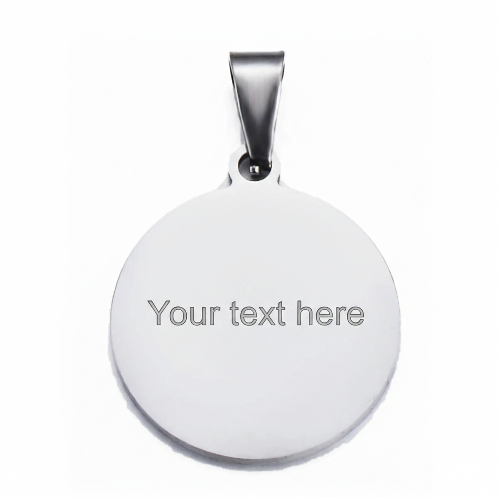 Custom photo engraved round pendant in silver-toned stainless steel waterproof and hypoallergenic premium memorial gift for parents and couples in USA Canada