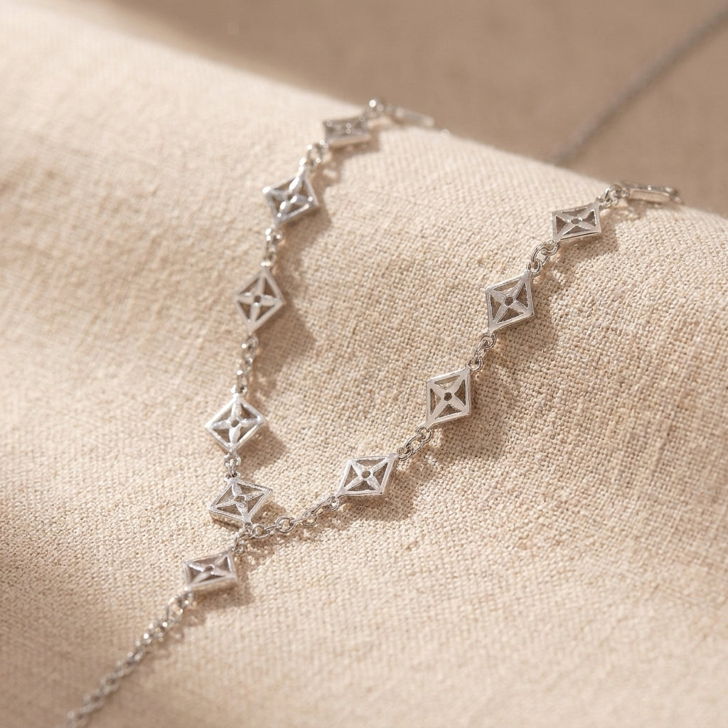 925 silver Star Clover Lariat Necklace - Real Silver Y-Shaped Drop Jewelry 368-3700