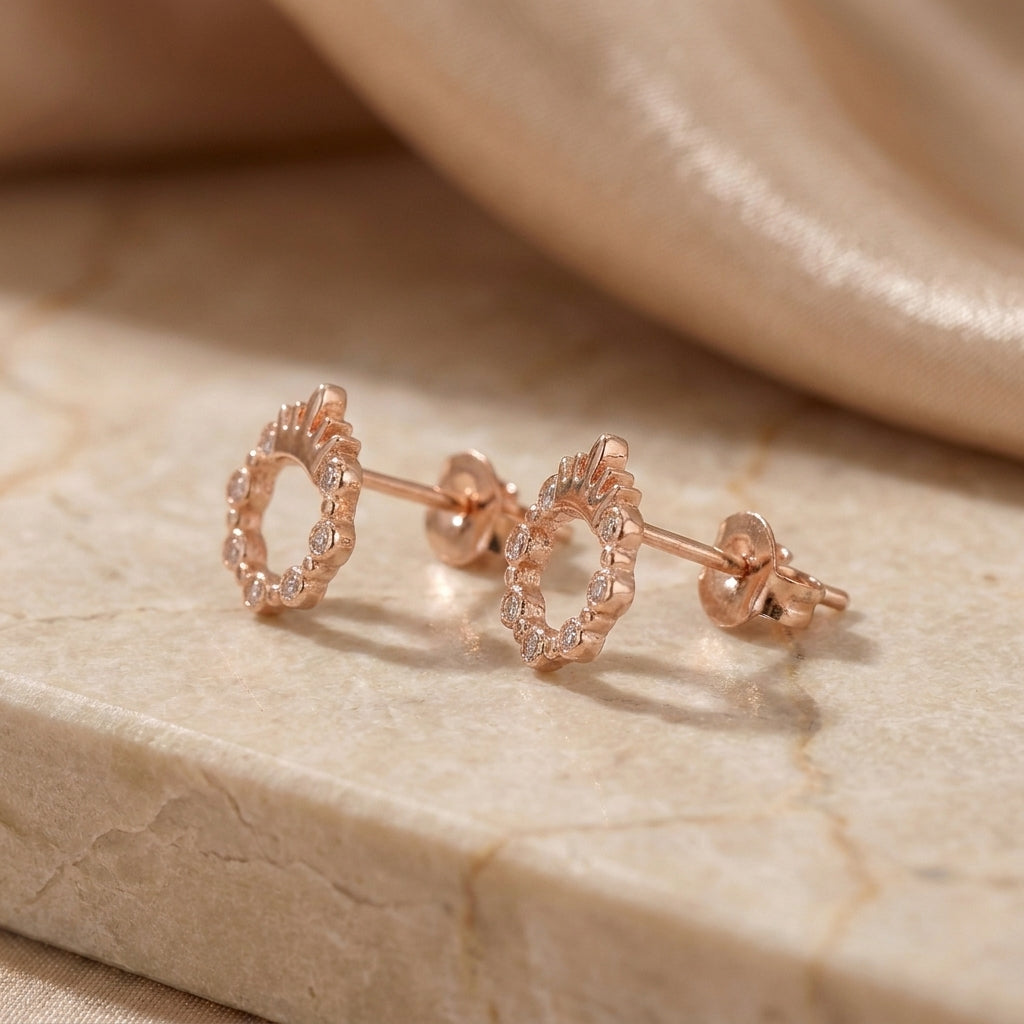 925 silver Rose Gold Crystal Knot Stud Earrings - Real Silver Love Knot Jewelry 191-10000