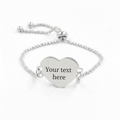 Custom photo engraved heart charm bolo bracelet in silver-toned stainless steel anti-tarnish and hypoallergenic personalized gift