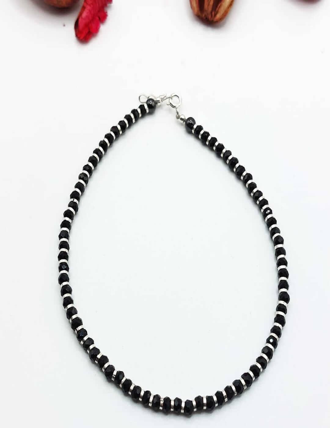 Simply Black Bead S925 Silver Anklet - Payal - Leg Chain