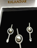 Single Pearl Circle Drop S925 Silver Pendant Set