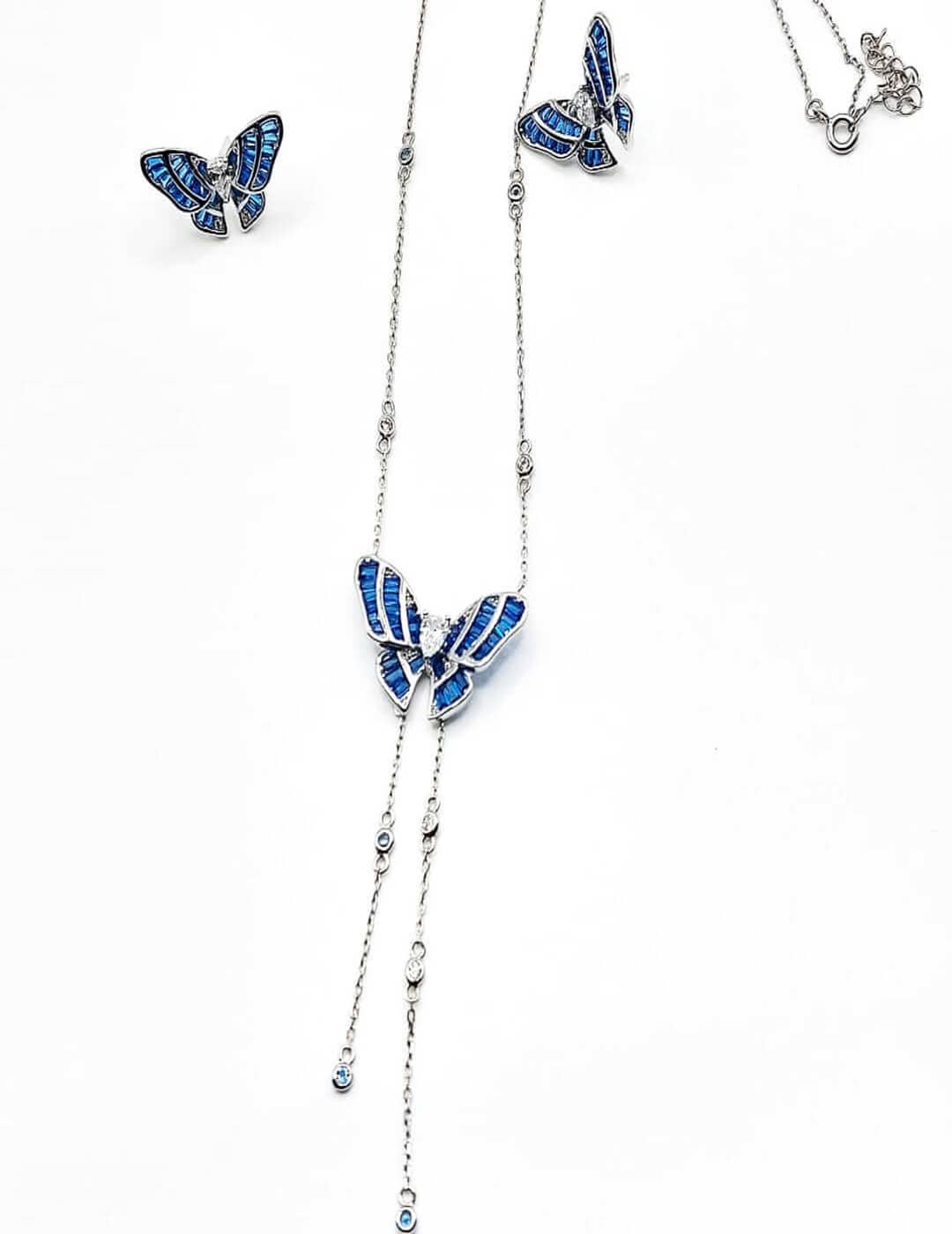 Spring Butterfly S925 Silver Necklace Set