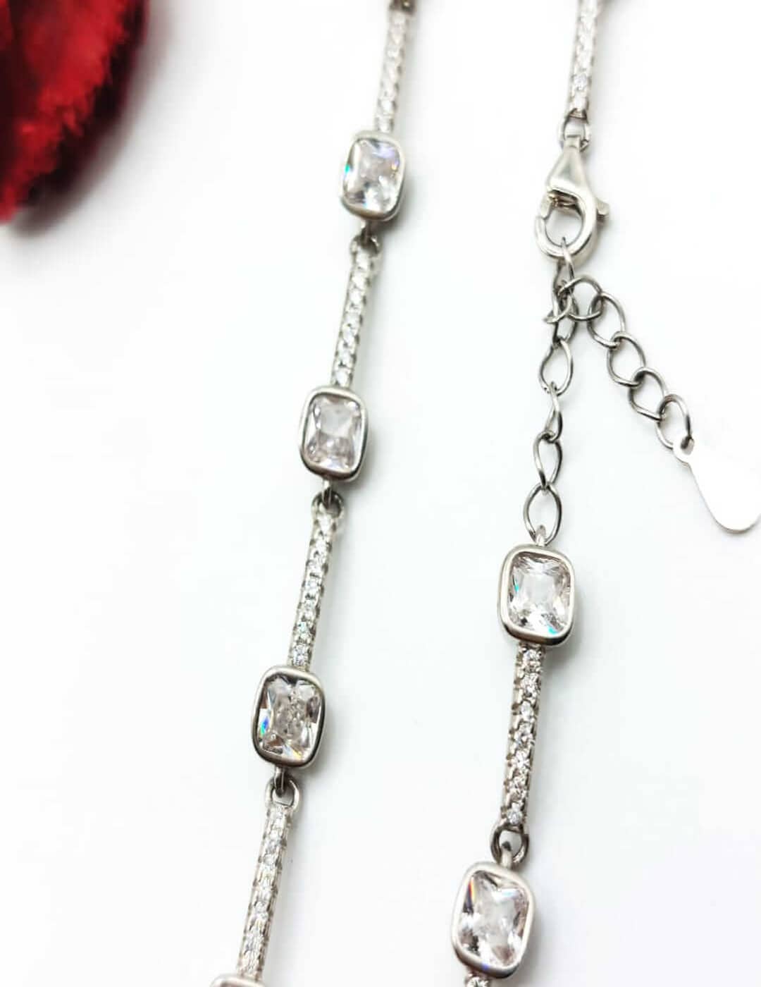 Square Stone Grand S925 Silver Anklet - Payal - Leg Chain