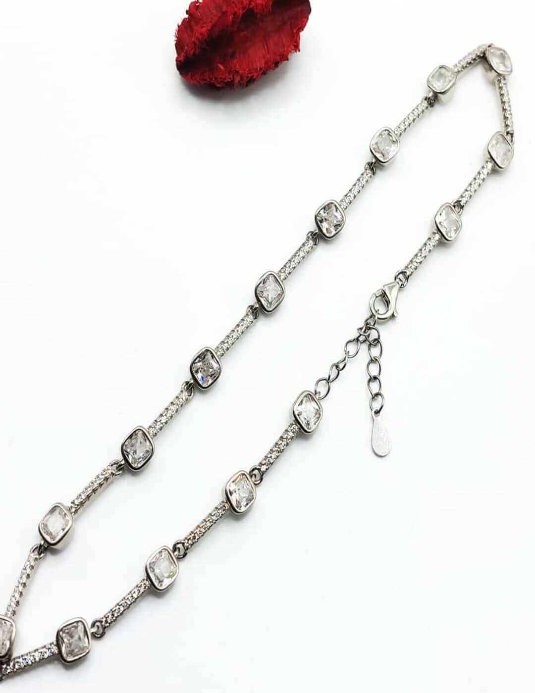 Square Stone Grand S925 Silver Anklet - Payal - Leg Chain